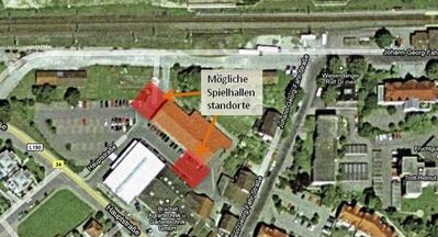 Mögliche Standorte der Spielhallen im Stegleacker.